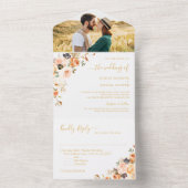ボヘミアン秋金ゴールド結婚フローラの写真 オールインワン招待状 (内側)