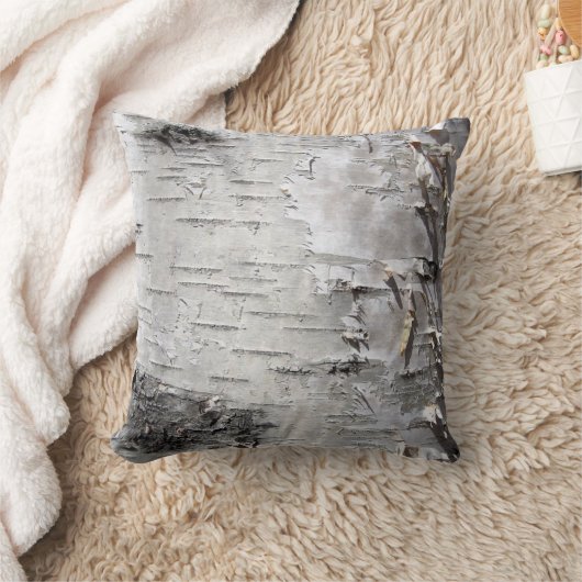 ボヘミアン素朴な田舎のシックな木の樹皮ホワイト樺の木 クッション (ブランケット)