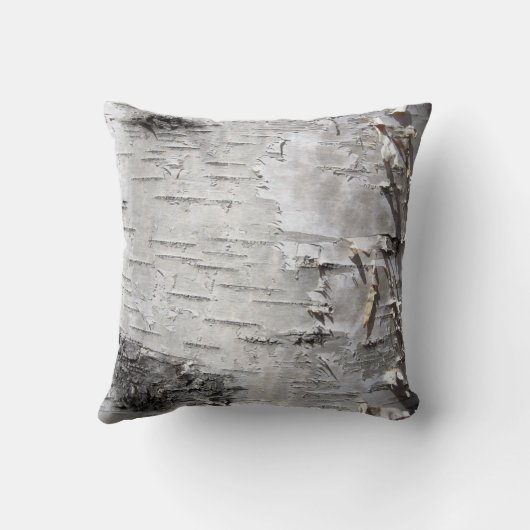 ボヘミアン素朴な田舎のシックな木の樹皮ホワイト樺の木 クッション (裏面)