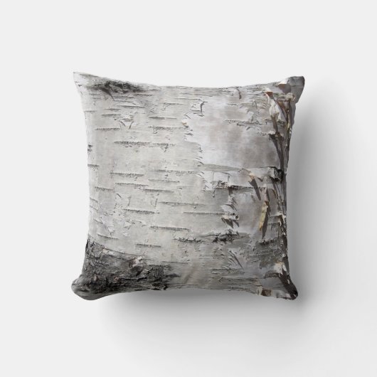 ボヘミアン素朴な田舎のシックな木の樹皮ホワイト樺の木 クッション (正面)