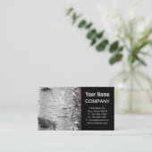 ボヘミアン素朴な田舎のシックな木の樹皮ホワイト樺の木 名刺 (スタンド正面)