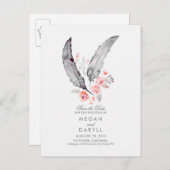 ボヘミアン素朴の羽が日付を保存 案内ポストカード (正面/裏面)