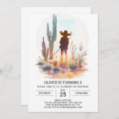 ボヘミアン素朴カウボーイ誕生日 招待状 (正面/裏面)