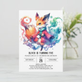 ボヘミアン素朴キツネ誕生日 招待状 (スタンド正面)