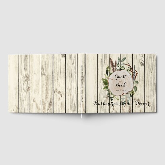 ボヘミアン素朴グリーナリーブライダルシャワーゲストブック ゲストブック (全面)