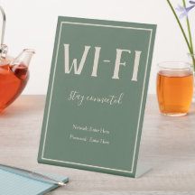 ボヘミアン素朴グリーンWi-Fiゲストペデスタルサイン
