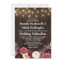 ボヘミアン素朴マルサラピーニー結婚式招待状