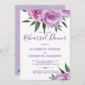 ボヘミアン紫の素朴な牡丹のリハーサルディナー 招待状 (正面/裏面)