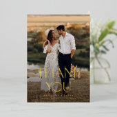 ボヘミアン結婚エレガンスの写真サンキューカード 箔招待状 (立ち正面)