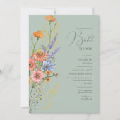 ボヘミアン結婚ズテーマロマンチックなワイルドフラワーズボホ 招待状 (正面)