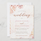 ボヘミアン結婚ズパンパスグラスボホをテーマにしたフローラ 招待状 (正面)