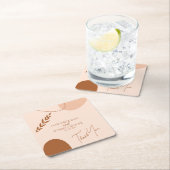 ボヘミアン結婚タン・ブラウンのカップルありがとう スクエアペーパーコースター (インサイチュ)