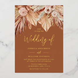 ボヘミアン結婚ドリーム：ボホテラコッタ金ゴールド 箔招待状