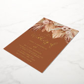 ボヘミアン結婚ドリーム：ボホテラコッタ金ゴールド 箔招待状 (回転した状態)