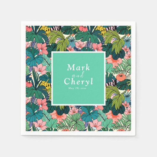 ボヘミアン結婚ハイビスカス スタンダードカクテルナプキン (正面)
