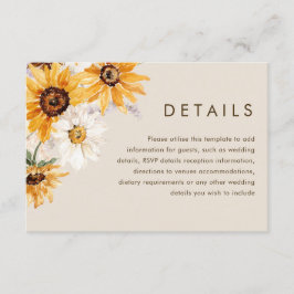 ボヘミアン結婚ヒマワリ詳細 エンクロージャーカード