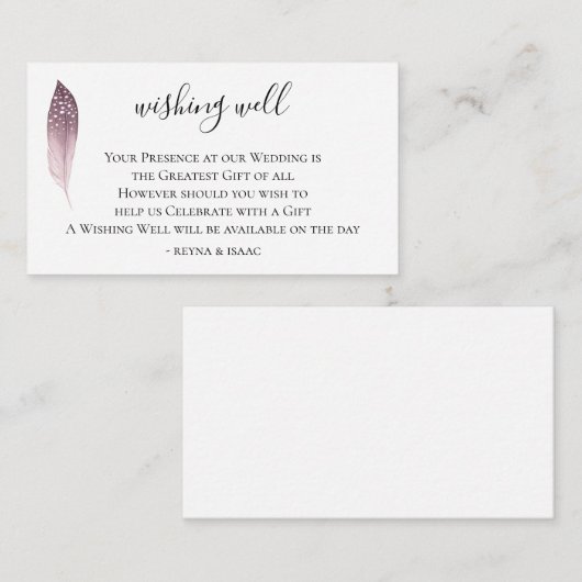 ボヘミアン結婚フェザーの願い井戸 エンクロージャーカード (正面/裏面)
