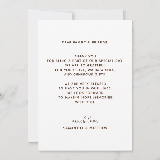 ボヘミアン結婚ミニマル写真のサンキューカード サンキューカード (裏面)
