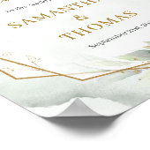 ボヘミアン緑のユーカリと金ゴールド結婚の歓迎 ポスター (角)