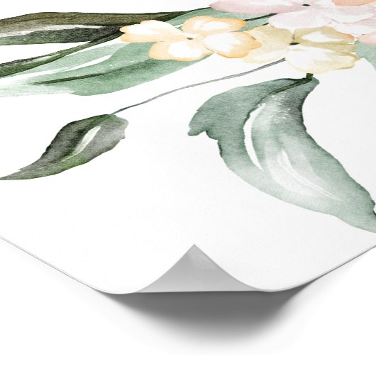 ボヘミアン緑豊かなピンクフローラ緑ブライダルシャワー ポスター (角)