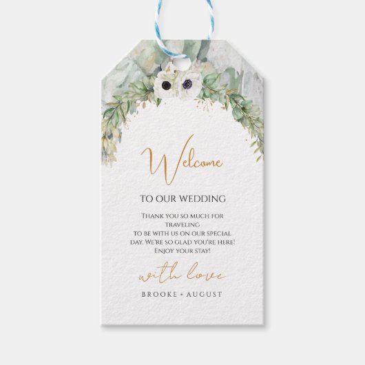 ボヘミアン緑豊かな緑のアーチサマーガーデン金ゴールド ギフトタグ (正面)