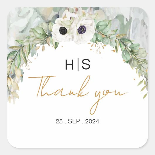 ボヘミアン緑豊かな緑のアーチサマーガーデン金ゴールド スクエアシール (正面)