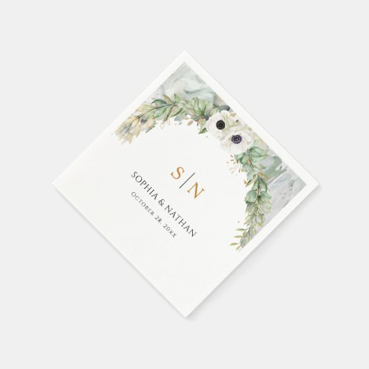 ボヘミアン緑豊かな緑のアーチサマーガーデン金ゴールド スタンダードカクテルナプキン (角)