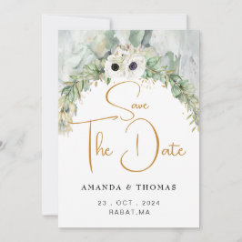 ボヘミアン緑豊かな緑のアーチサマーガーデン金ゴールド セーブザデート