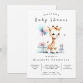 ボヘミアン編集可能キリン赤ちゃんシャワー 招待状 (正面/裏面)