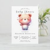 ボヘミアン編集可能クマ赤ちゃんシャワー 招待状 (スタンド正面)