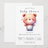 ボヘミアン編集可能クマ赤ちゃんシャワー 招待状 (正面/裏面)