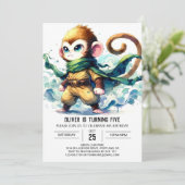 ボヘミアン編集可能モンキー誕生日 招待状 (スタンド正面)