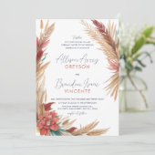 ボヘミアン羽毛小麦フリージア結婚フローラ 招待状 (スタンド正面)