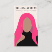 ボヘミアン自然ピンクヘアガールヘアスタイリストサロン 名刺 (正面)