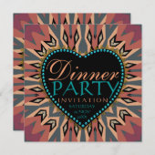 ボヘミアン自然ラブハートディナーパーティの招待状 招待状 (正面/裏面)