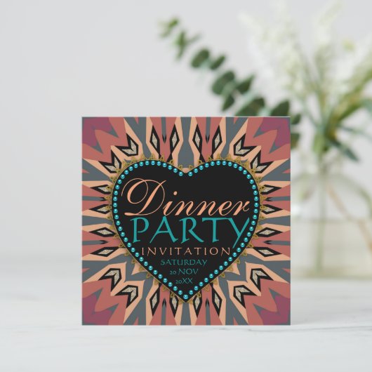 ボヘミアン自然ラブハートディナーパーティの招待状 招待状 (スタンド正面)