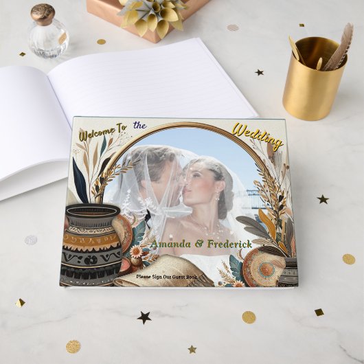 ボヘミアン色とデコールテーマのミックス ゲストブック (正面見開き)