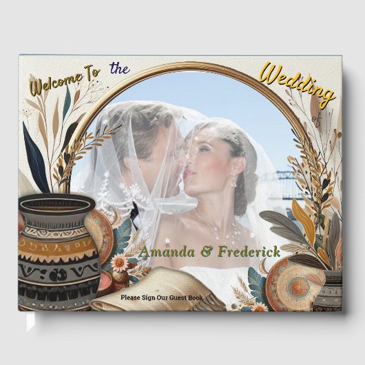 ボヘミアン色とデコールテーマのミックス ゲストブック (正面)