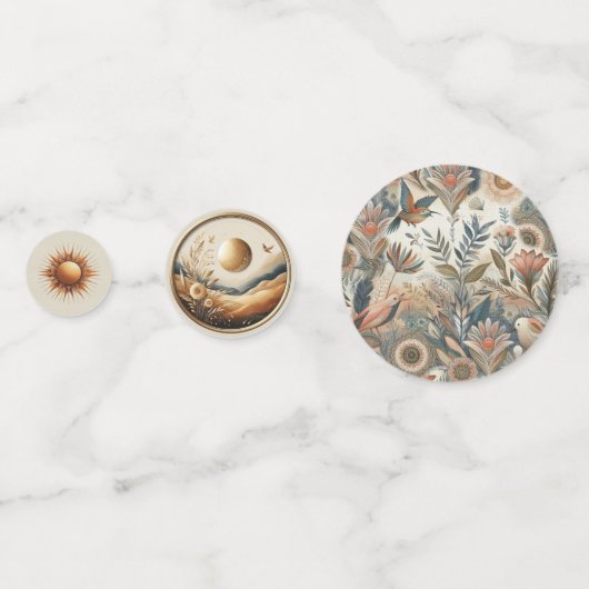 ボヘミアン色とデコールテーマのミックス コンフェッティ (正面)