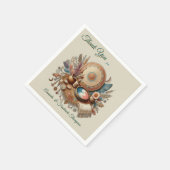ボヘミアン色とデコールテーマのミックス スタンダードカクテルナプキン (角)