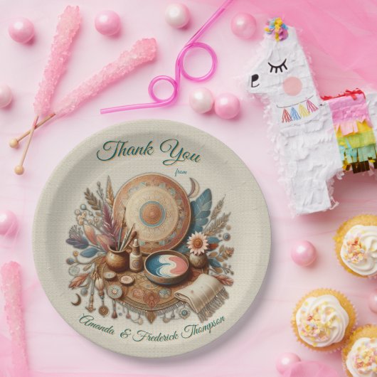 ボヘミアン色とデコールテーマのミックス ペーパープレート (パーティー)