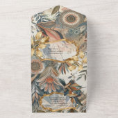 ボヘミアン色と花のテーマ オールインワン招待状 (外側)