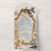 ボヘミアン色と花のテーマ オールインワン招待状 (内側)