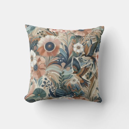 ボヘミアン色と花のテーマ クッション (正面)