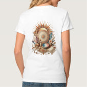 ボヘミアン色のミックス，花と装飾テーマ Tシャツ (裏面)