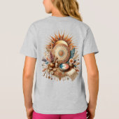 ボヘミアン色のミックス，花と装飾テーマ Tシャツ (裏面)