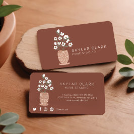 ボヘミアン花鉢植えホームステージングブロンズ 名刺