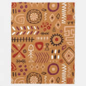 ボヘミアン芸術的トライバルパターンインディアンブラウン フリースブランケット (正面)