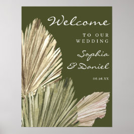 ボヘミアン葉パーム結婚ズの歓迎サイン ポスター