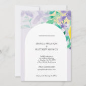 ボヘミアン薄紫グリーンウォーター色結婚フローラ 招待状 (正面)